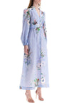 Zimmermann light blue watercolor floral midi dress with deep v neckline