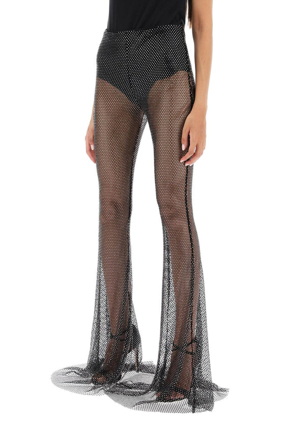 Giuseppe Di Morabito rhinestone-studded fishnet knit pants