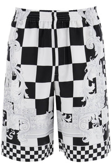  Versace printed silk bermuda shorts set