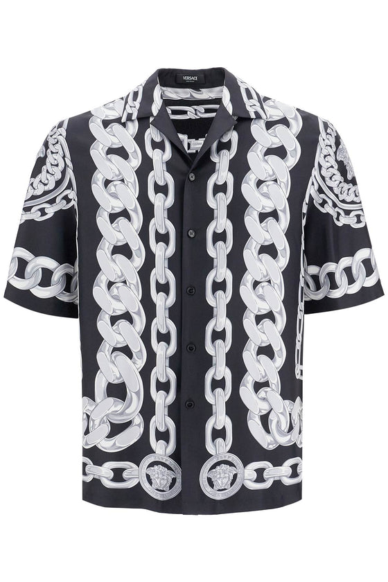 Versace 'printed silk medusa chains bowling shirt