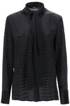 Versace crocodile effect tie-neck shirt