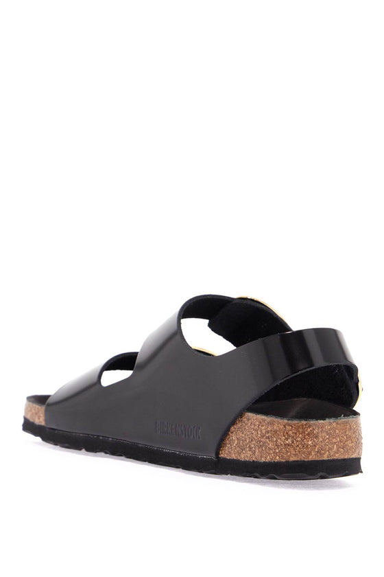 Birkenstock black leather sandals with three large buckles