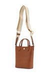 Longchamp cognac leather handbag with adjustable shoulder strap*** compact and minimalist