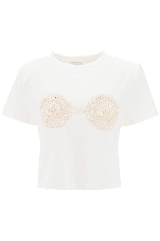 Magda Butrym cropped t-shirt with crochet insert