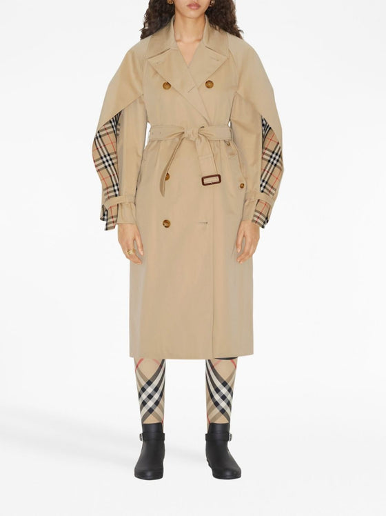 Burberry check pattern cotton trench coat