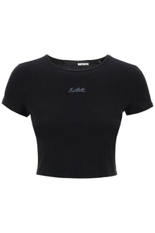  Rotate cropped t-shirt with embroidered lurex logo