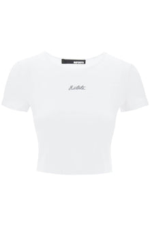  Rotate cropped t-shirt with embroidered lurex logo