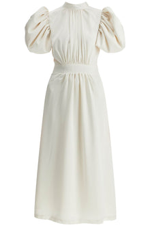  Rotate midi satin dress with puff sleeves