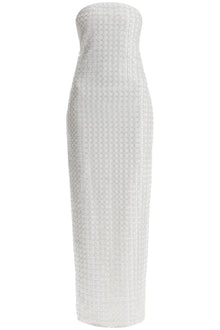  Rotate long white cotton bodycon dress with beads strapless