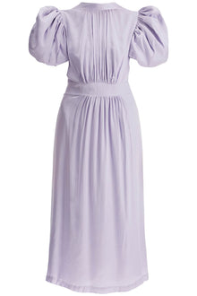  Rotate midi satin dress with puff sleeves