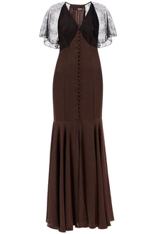  Rotate long satin and lace dress