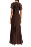 Rotate long satin and lace dress