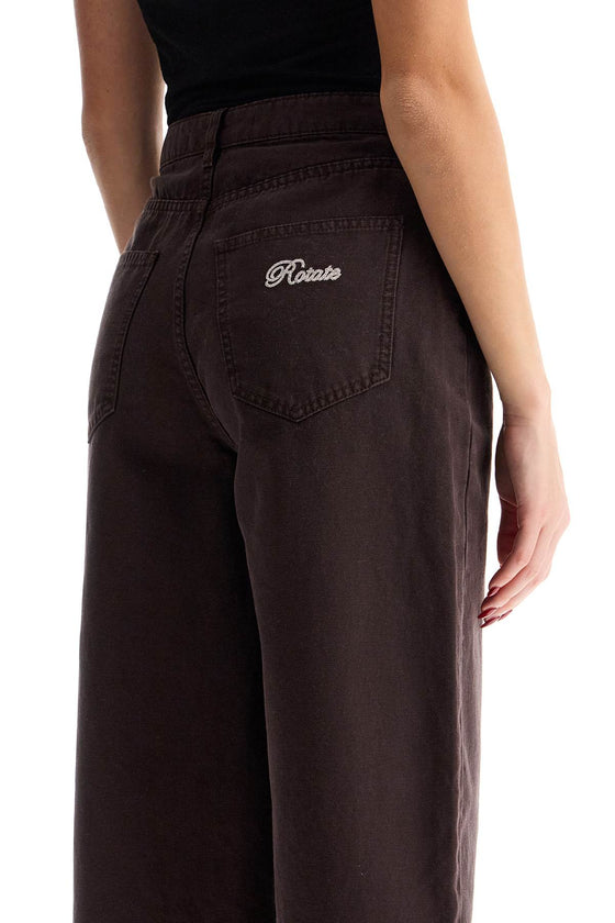 Rotate wide leg five-pocket pants with a relaxed