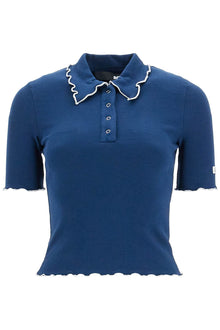  Rotate fitted polo shirt with contrasting hems