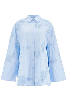  Rotate light blue cotton shirt with embossed floral pattern