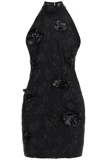  Rotate black floral recycled polyester mini dress