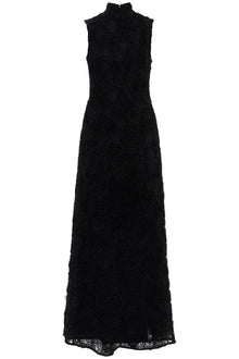  Rotate black maxi dress in recycled polyester floral mesh