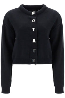  Rotate black cotton crew neck cropped cardigan for women