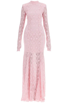  Rotate long pink lace dress with open back for special occasions