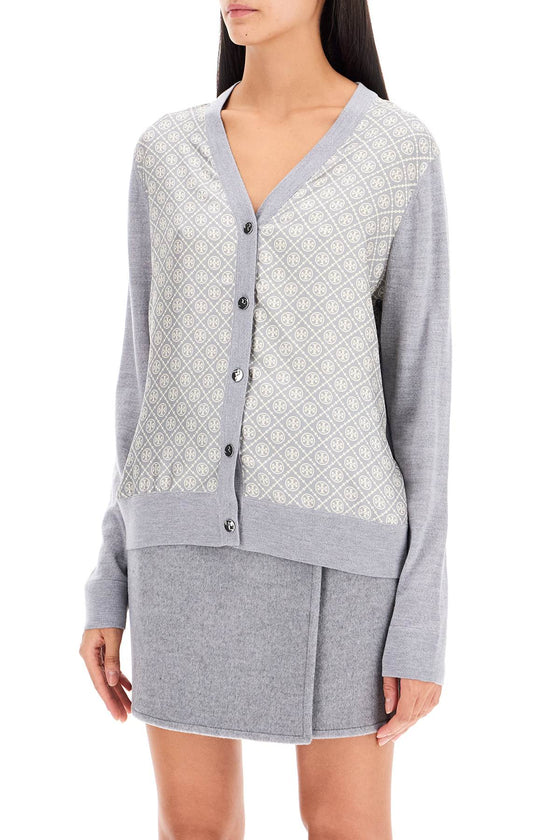 Tory Burch silk insert cardigan with eight