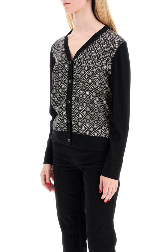 Tory Burch silk insert cardigan with eight