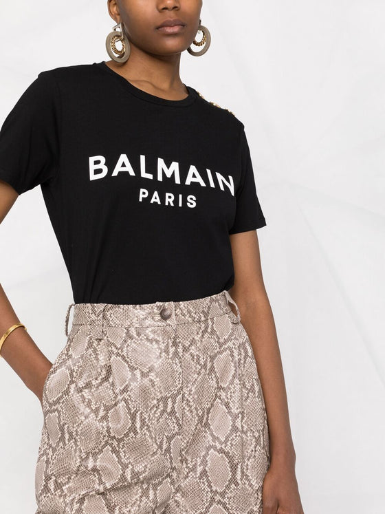 Balmain Logo Print Cotton T-shirt