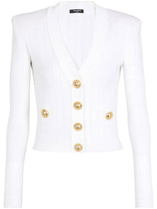  Balmain knitted V-neck cropped cardigan