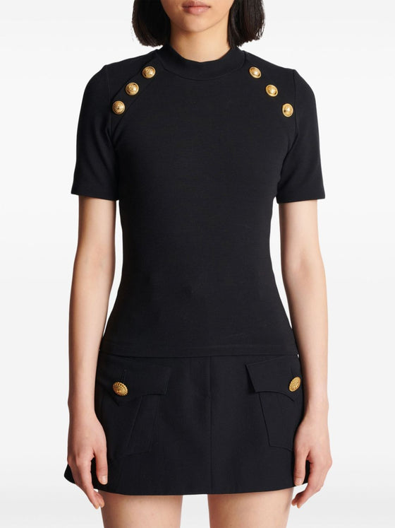 Balmain 6-button raglan-sleeve T-shirt