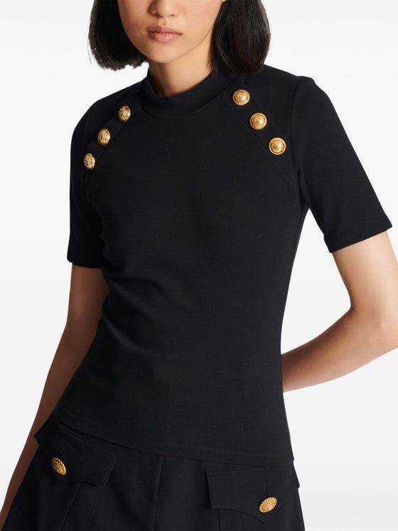 Balmain 6-button raglan-sleeve T-shirt