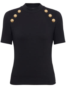  Balmain 6-button raglan-sleeve T-shirt