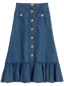  Valentino Denim Midi Skirt