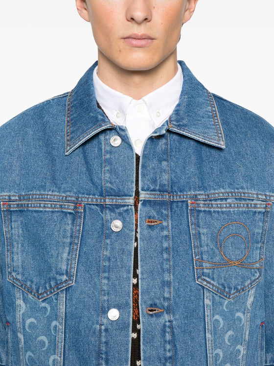 Marine Serre crescent moon-print denim jacket