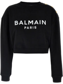  Balmain logo print cotton sweatshirt