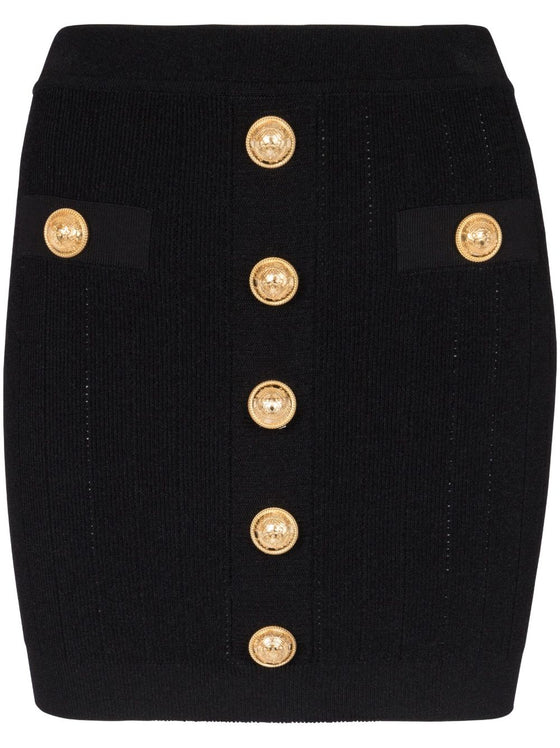 Balmain Button Embellished Knitted Skirt