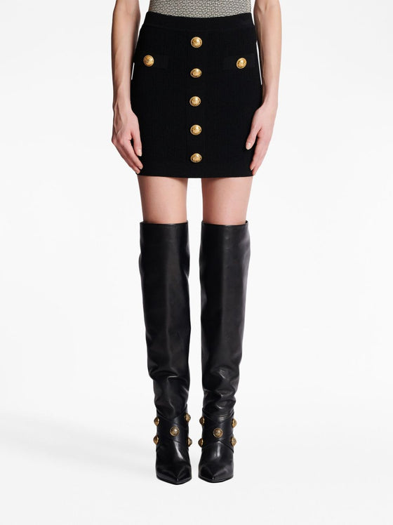 Balmain Button Embellished Knitted Skirt