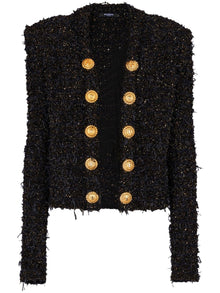  Balmain Embellished metallic bouclé-tweed jacket