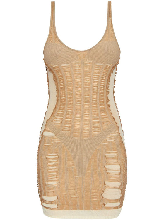 Diesel Semi-Sheer Panelled beige Mini Dress