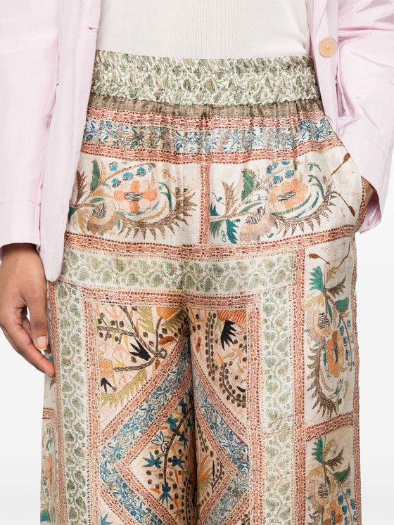 Pierre Louis Mascia Aloe silk palazzo pants