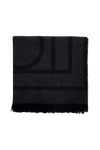 Toteme dark grey wool and cashmere scarf with monogram pattern