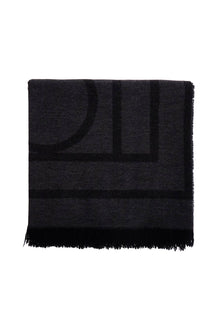  Toteme dark grey wool and cashmere scarf with monogram pattern