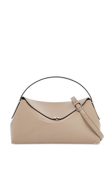  Toteme beige minimalist leather bag with top handle and geometric shape