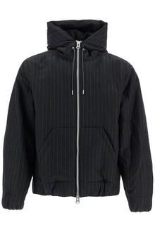  Sacai hooded wool gessato jacket