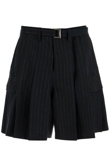  Sacai striped pleated bermuda shorts