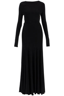  Christopher Esber long black viscose maxi dress with copper and stone decoration