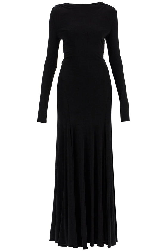 Christopher Esber long black viscose maxi dress with copper and stone decoration