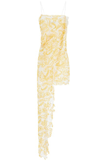  Christopher Esber mini dress in yellow floral lace with adjustable straps