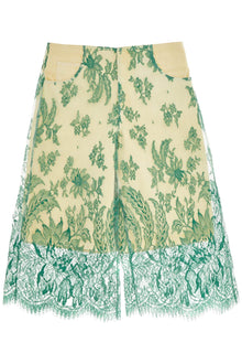  Christopher Esber mint green lace shorts with floral embroidery