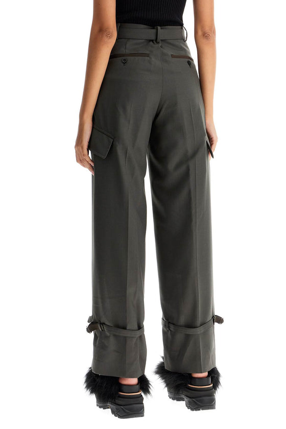 Sacai cargo wool blend trousers for men.