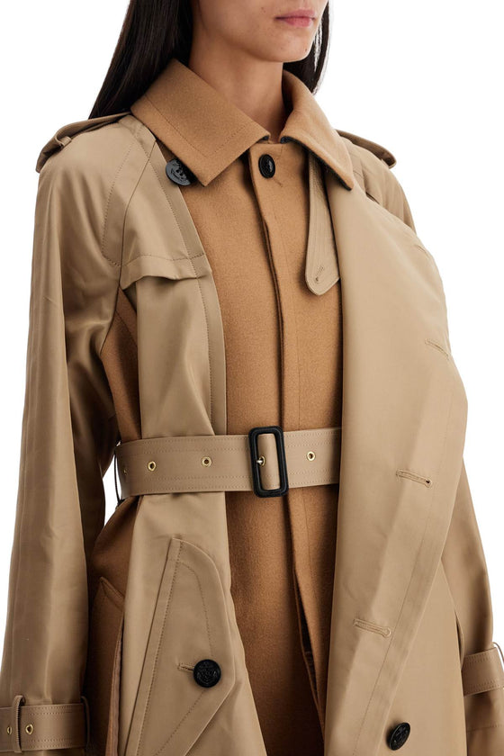 Sacai hybrid coat in gabardine and