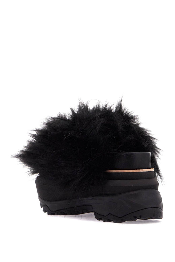 Sacai slides with faux fur strap